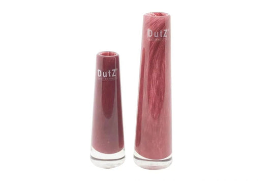 Lowlands Design Solifleur budvase set in deep red glass with clear bases for elegant floral display