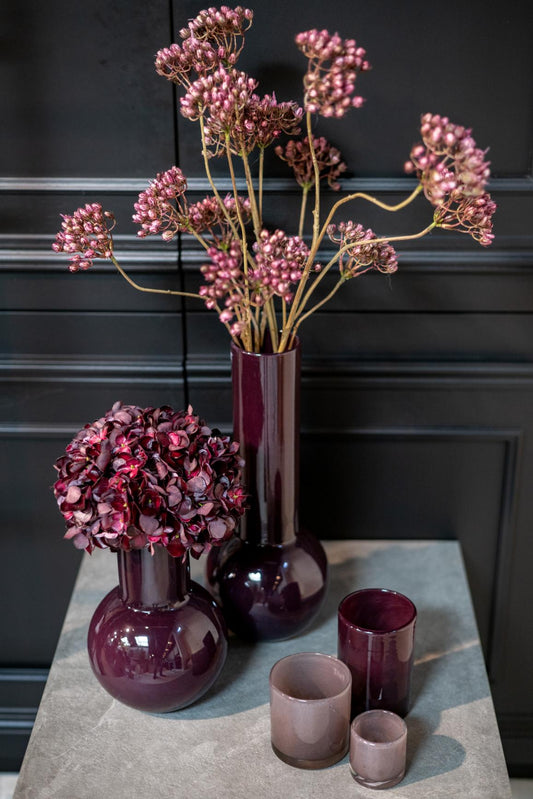 Lowlands Design flowervase glass mouthblown in purple tones, showcasing stylish floral arrangements