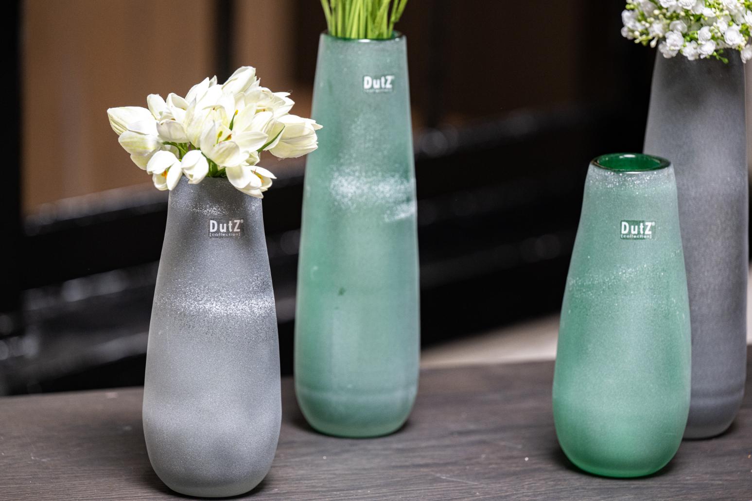Lowlands Design frosted glass flower vase, green and grey, modern design, perfect for floral arrangements