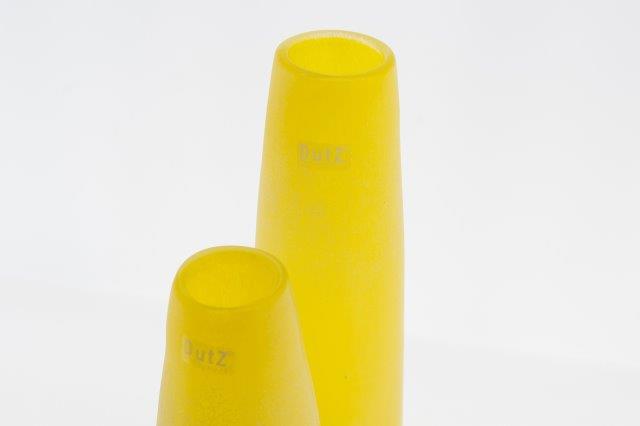 Lowlands Design yellow frosted glass flower vase, set of two, stylish and modern design
