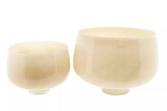 Lowlands Design beige glass bowl set with smooth rounded shapes and elegant minimalist style