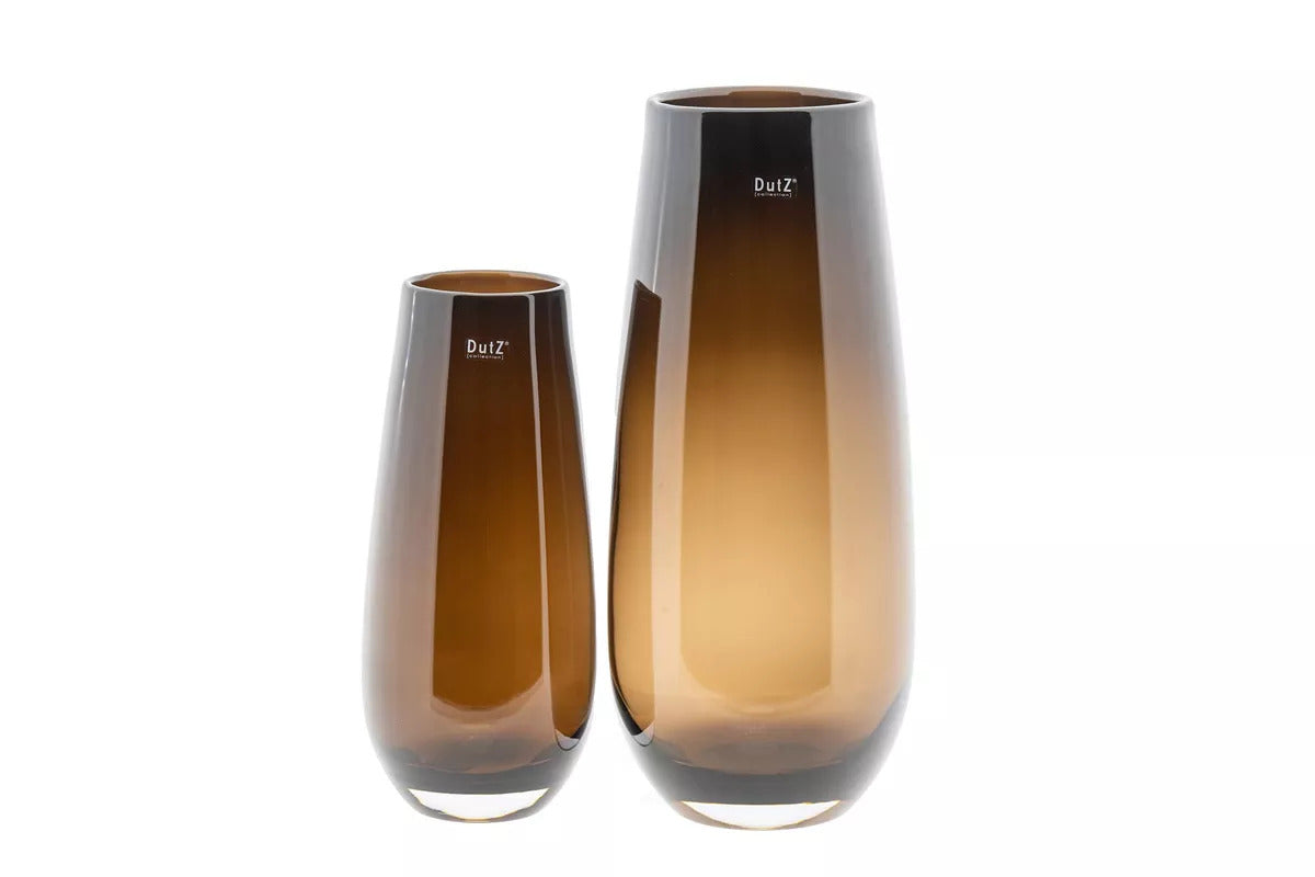 DutZ modern glass brown flower vase set, tall and short sizes, elegant home decor