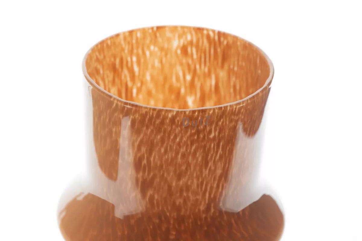 Lowlands Design glass flower vase in amber, elegantly shaped, suitable for floral arrangements