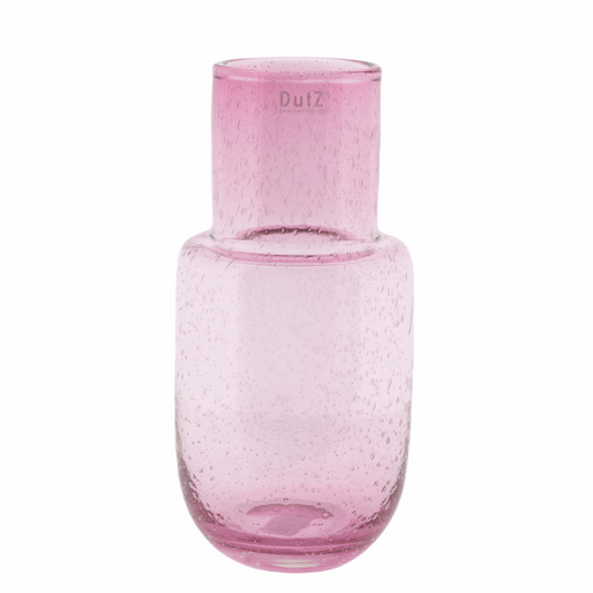 Lowlands Design glass flowervase mouthblown in pink with a textured finish for elegant displays