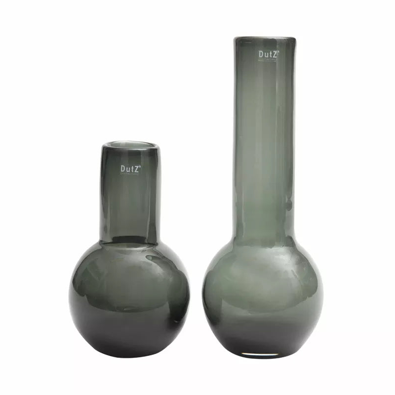 Elegant Lowlands Design glass flowervase mouthblown smoke in two sizes for modern decor