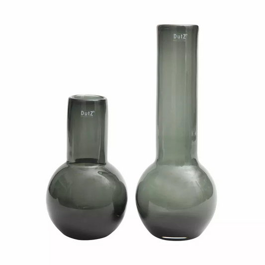 Elegant Lowlands Design glass flowervase mouthblown smoke in two sizes for modern decor