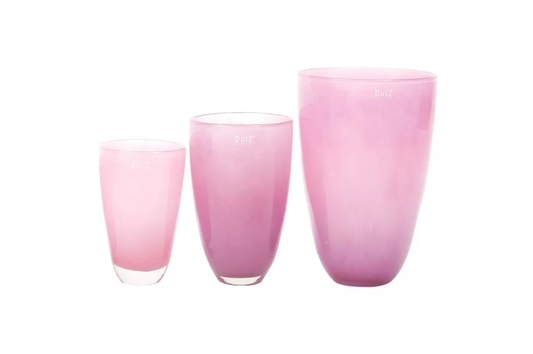 Lowlands Design glass flowervase set in three sizes, featuring a beautiful pink gradient