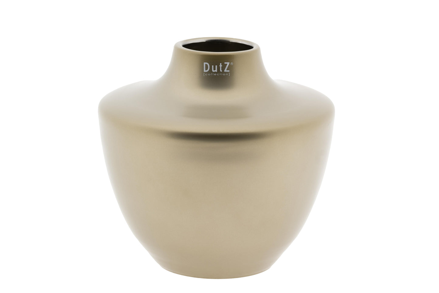 Elegant design vase in matte gold finish, made of glass mouthblown dutz for a modern decor