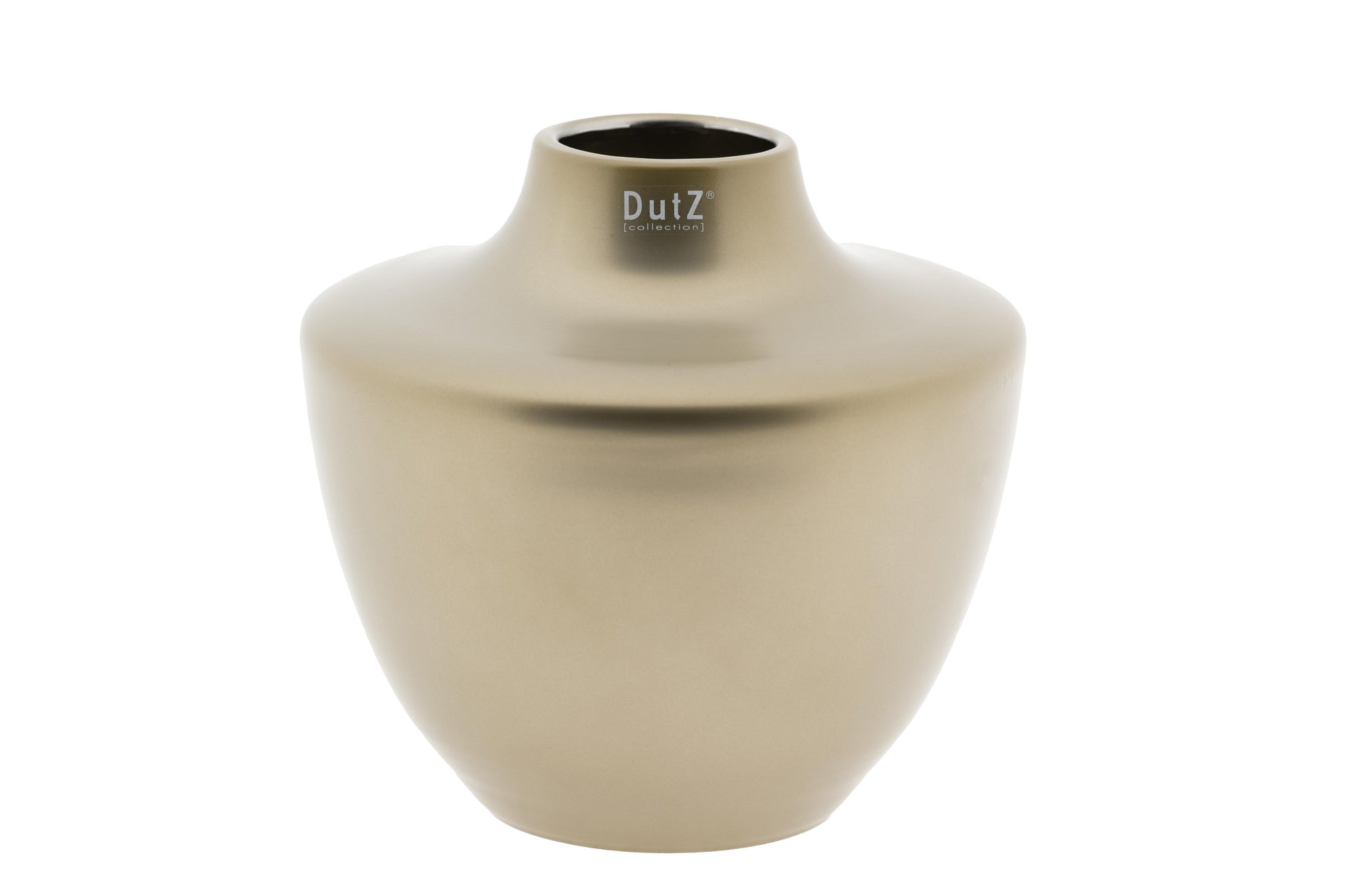 Elegant design vase in matte gold finish, made of glass mouthblown dutz for a modern decor