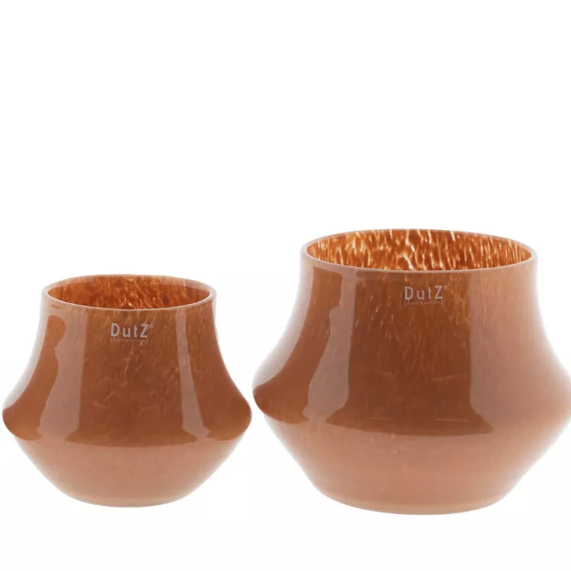 Lowlands Design Glass Orchid Pot set in amber, available in two sizes for showcasing plants