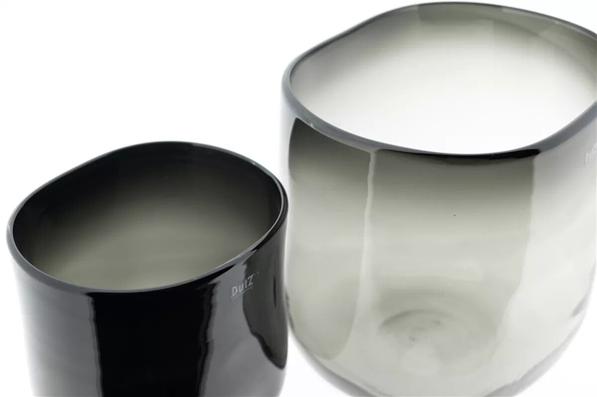 Lowlands Design glass oval vase set in black and grey for elegant home décor.