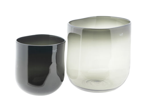 Lowlands Design glass oval vase set in black and grey for modern home decor