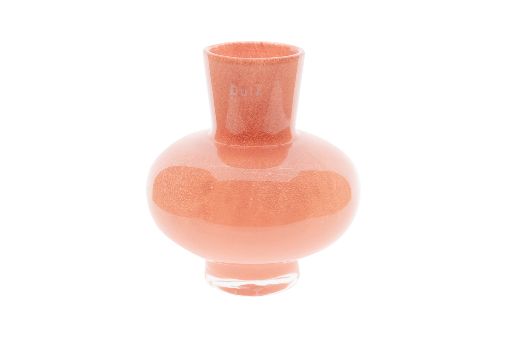 Lowlands Design Glass Posy Vase in a soft peach colour with a rounded shape for floral arrangements