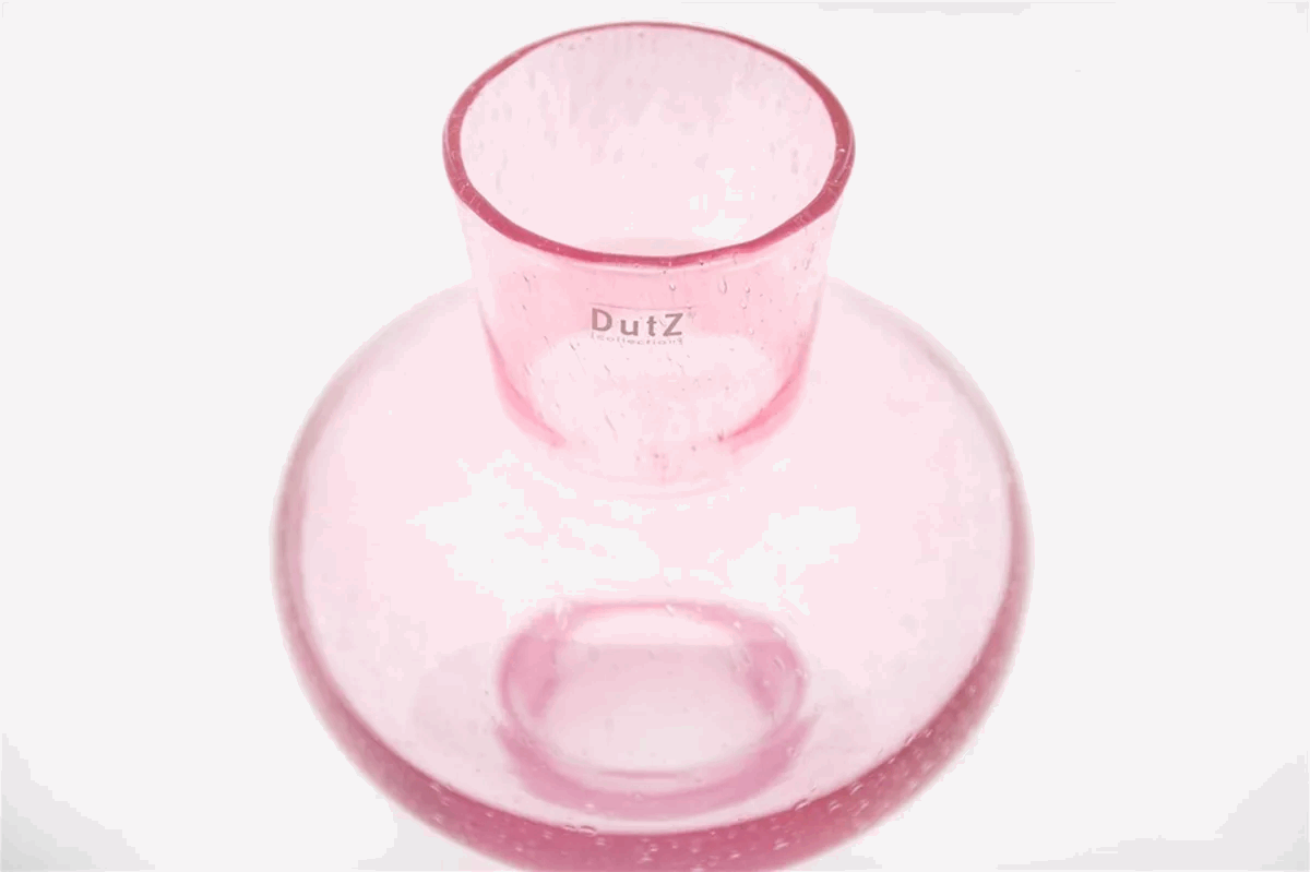 Handmade pink Glass Posy Vase with a unique shape for displaying flowers elegantly