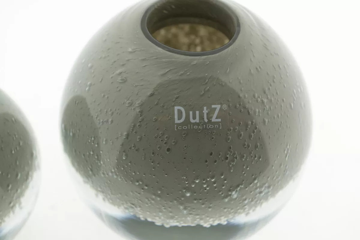 DutZ grey glass vase ball, 12cm, featuring a textured surface for added elegance