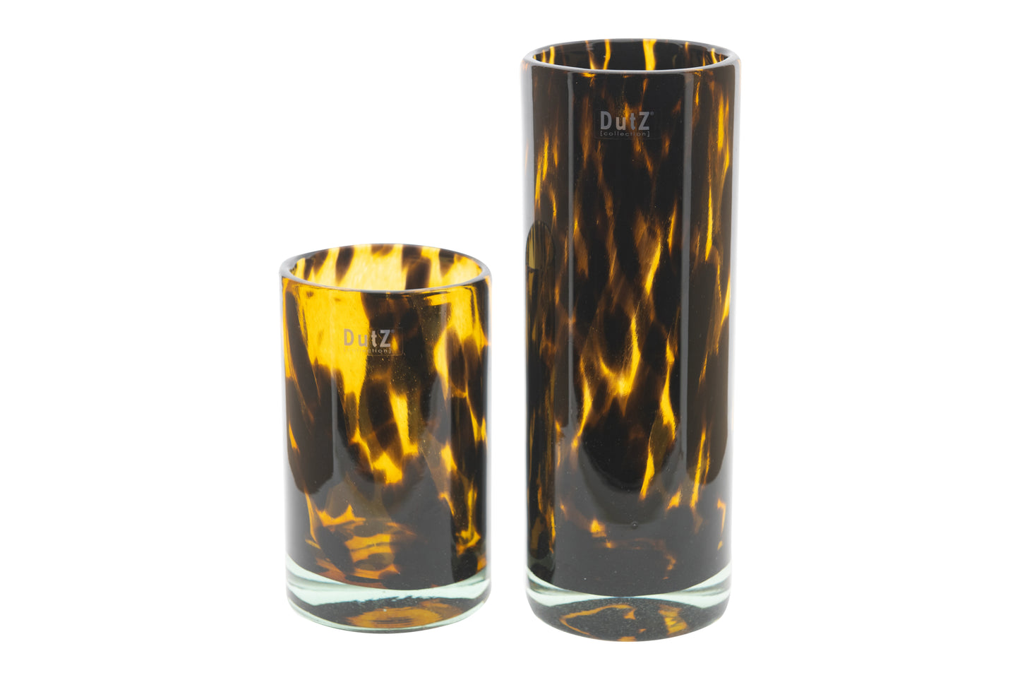 Leopard brown cylinder vase glass from Lowlands Design with a sleek, modern finish