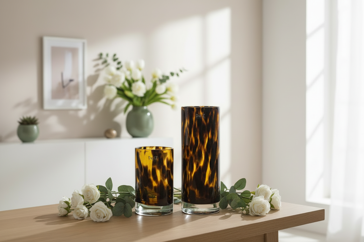 Glass CYLINDER 4 Vase - LEOPARD BROWN Colour by DutZ