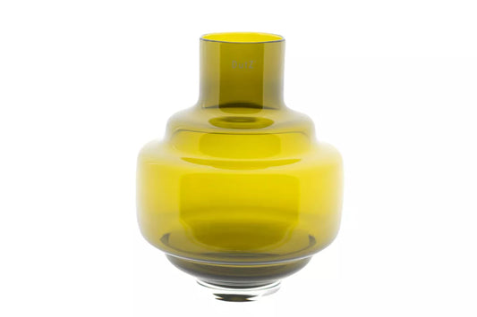 Lowlands Design olive glass design vase luxury decorative vase for living room with rounded tiered silhouette
