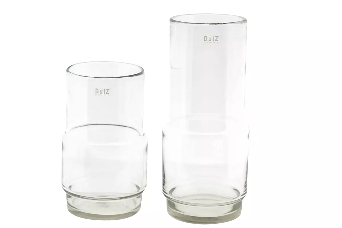 Lowlands Design two clear cylindrical vases in different heights luxury home decor clear glass vase set