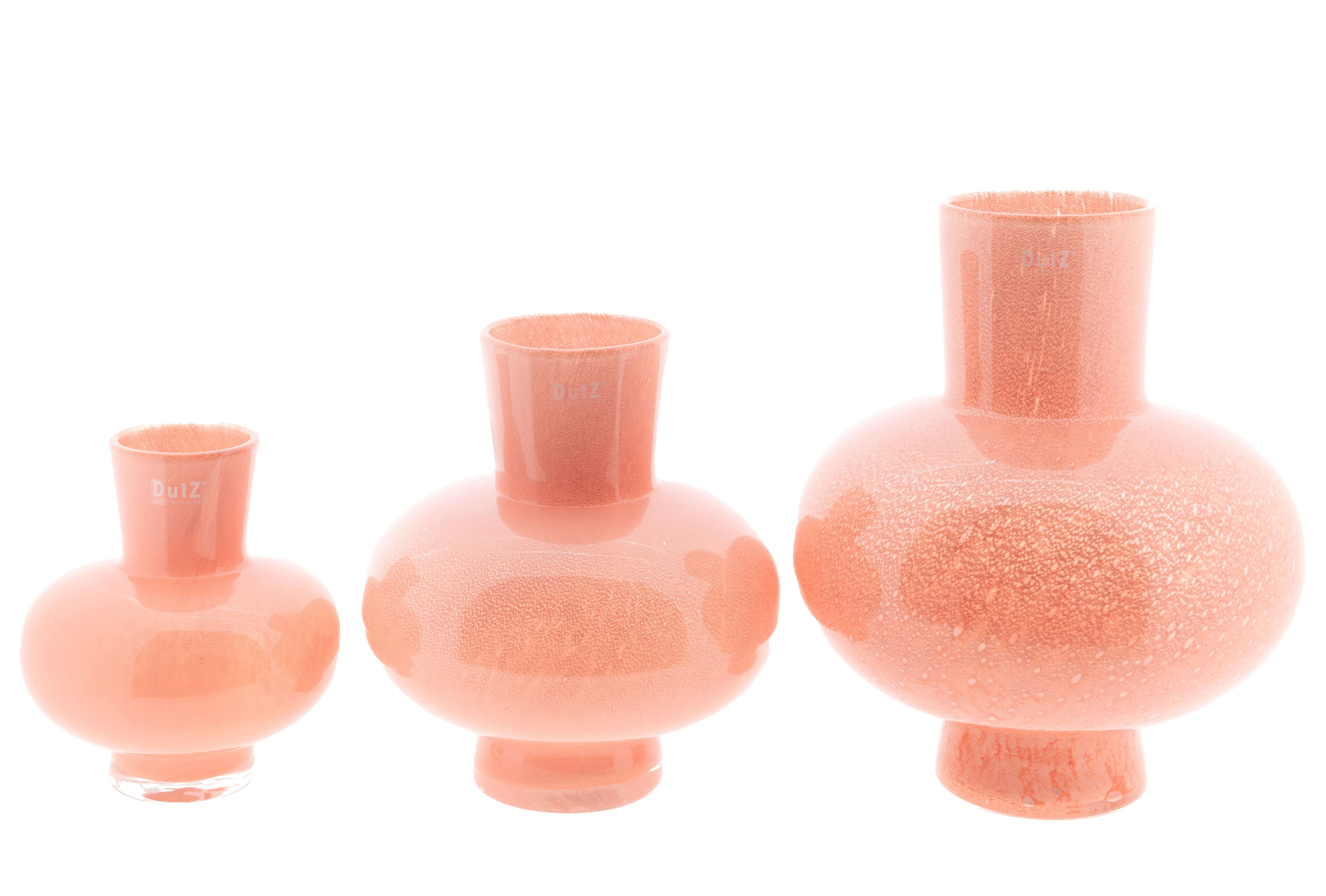 Lowlands Design mouth blown glass vase set in soft pink, available in three sizes for elegant decor