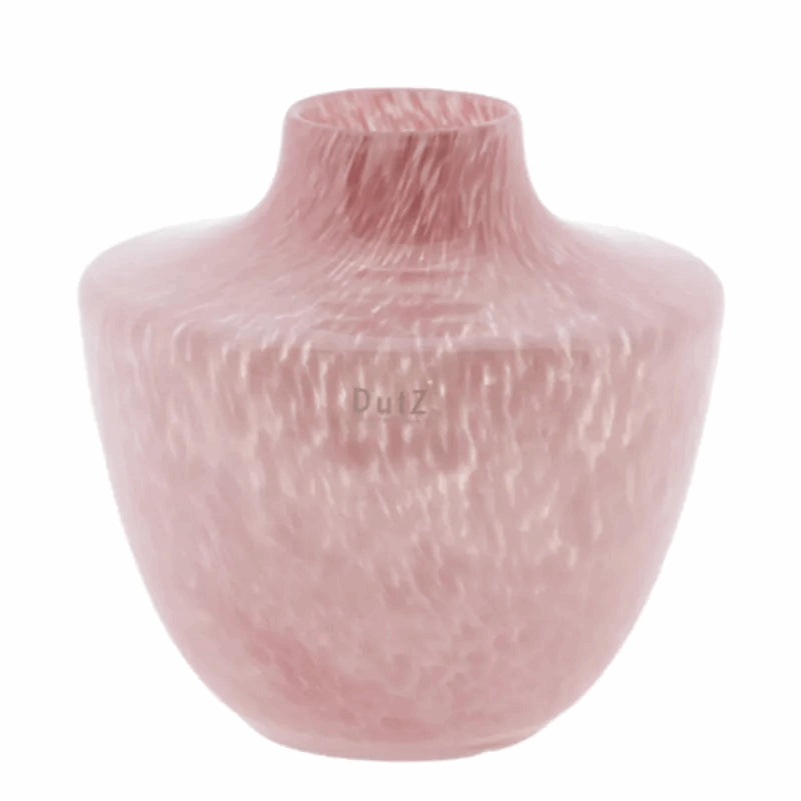 Lowlands Design pink designer vase with mottled blush finish and rounded body for table centrepiece