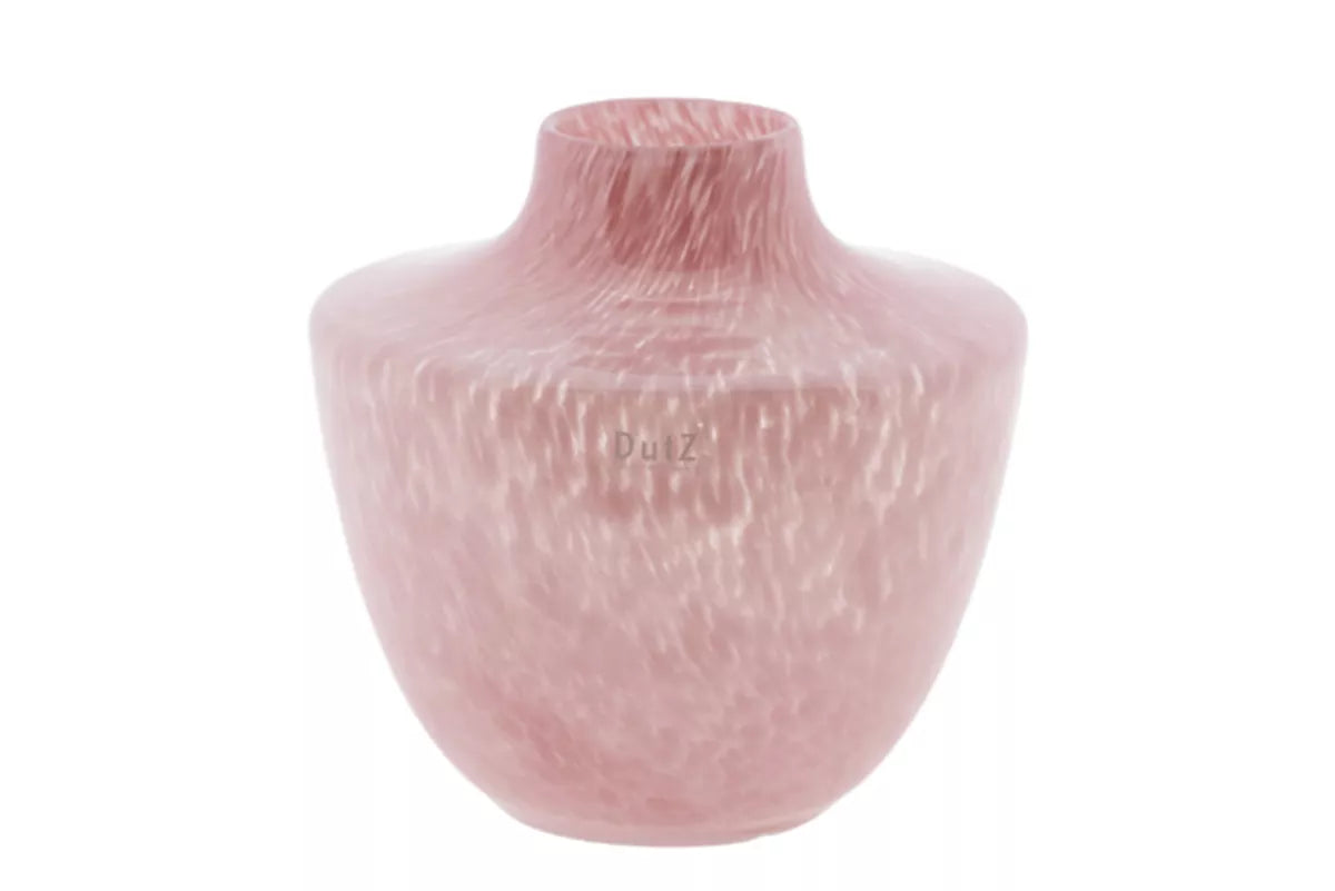 Lowlands Design pink designer vase with mottled blush finish rounded body and short neck
