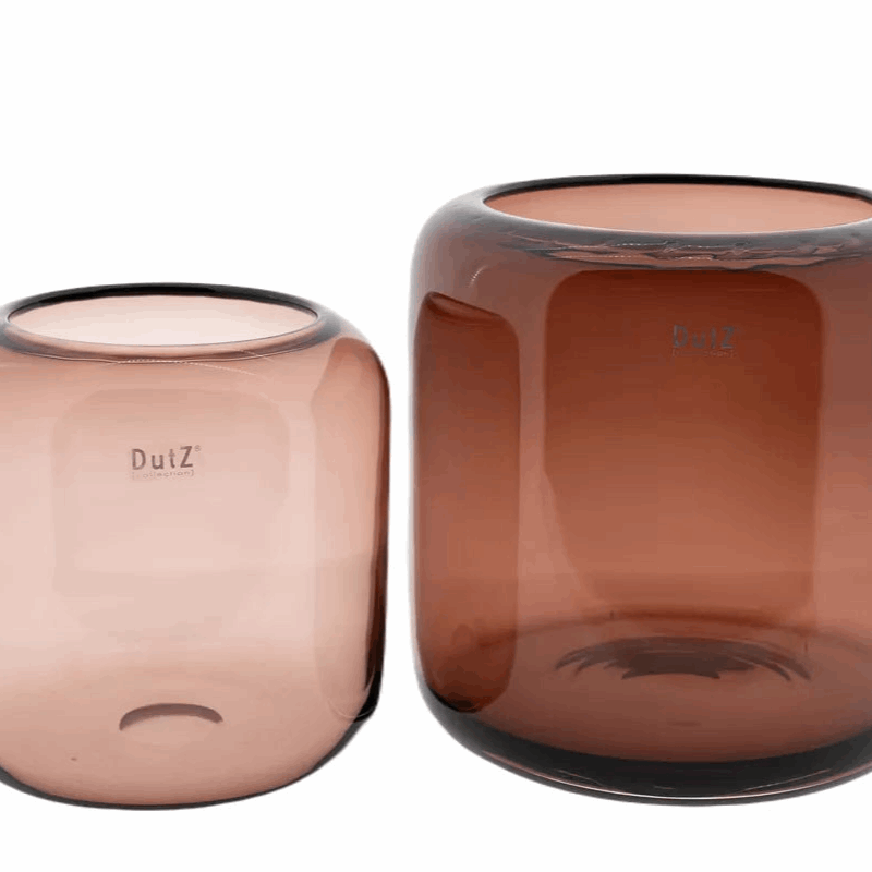 Lowlands Design premium burgundy flower vase set of two rounded glass vases in small and large sizes