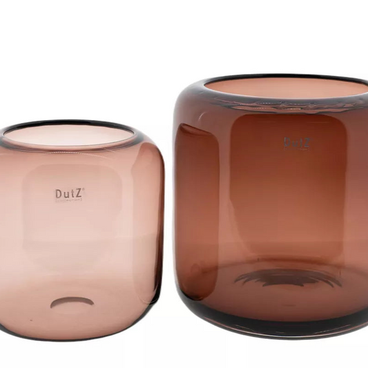 Lowlands Design premium burgundy flower vase set of two rounded glass vases in small and large sizes