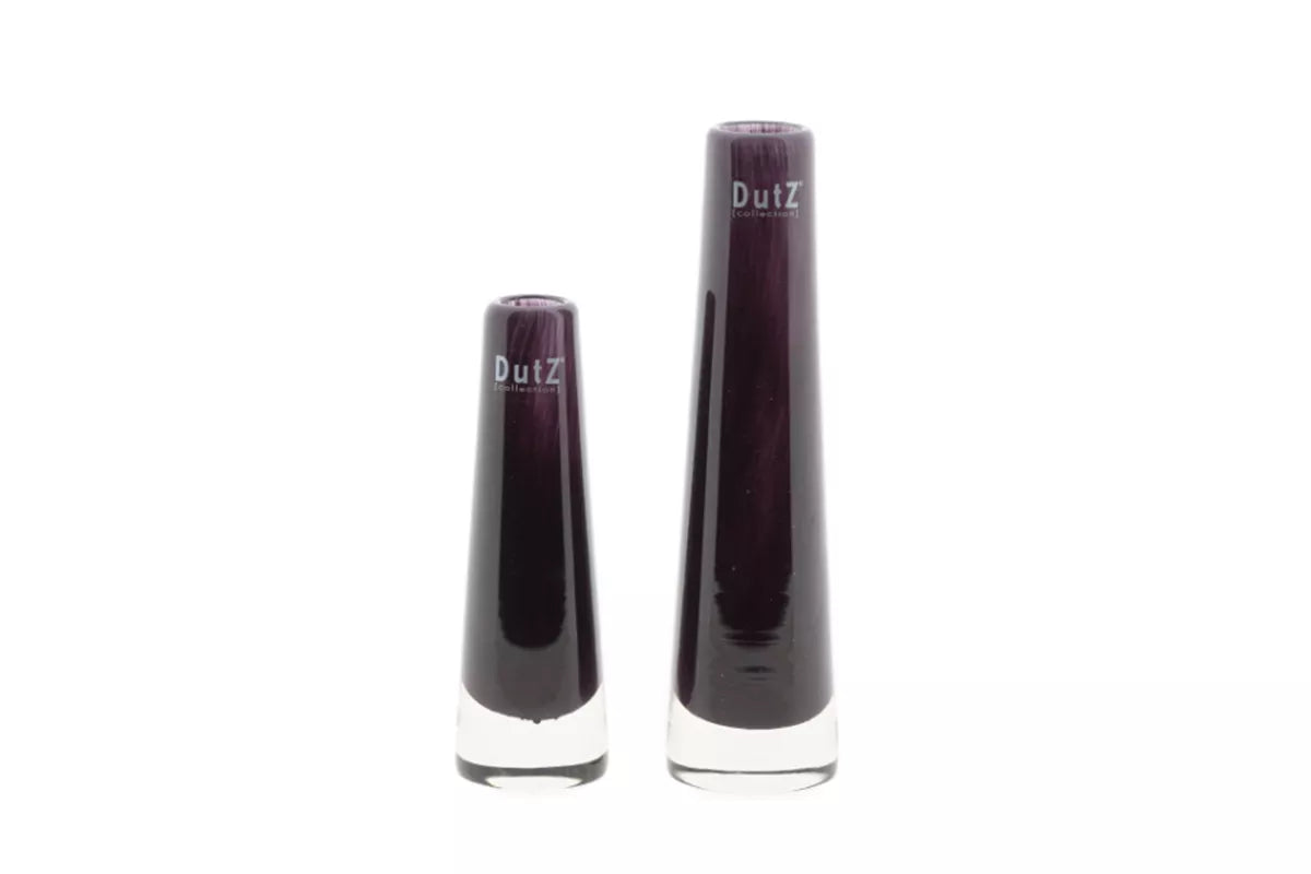 Lowlands Design Single flower vase glass set in purple with elegant tapered shapes for modern decor