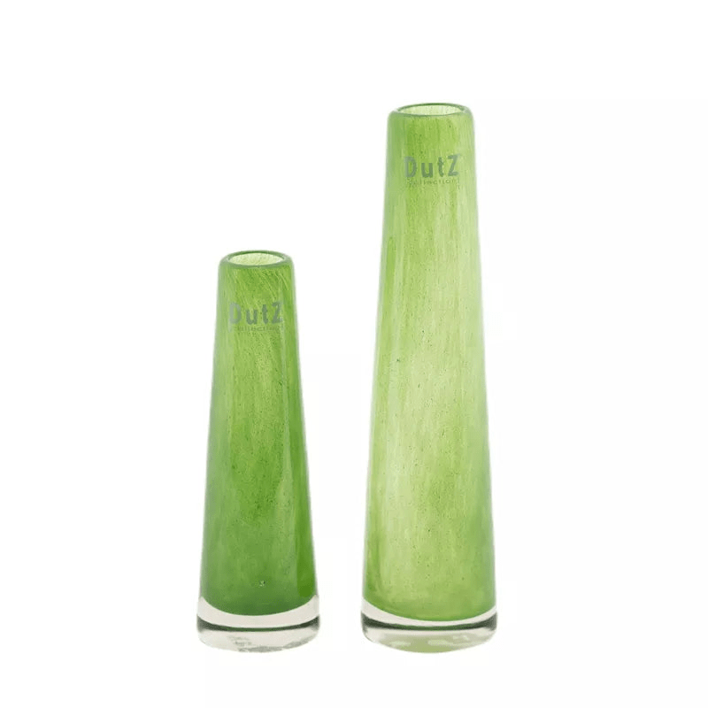 Lowlands Design green glass solifleur vase set with tall and short slender shapes
