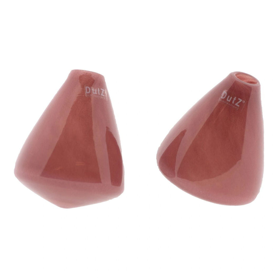 Lowlands Design tumbling vases in pink glass, 15cm, perfect for unique floral arrangements