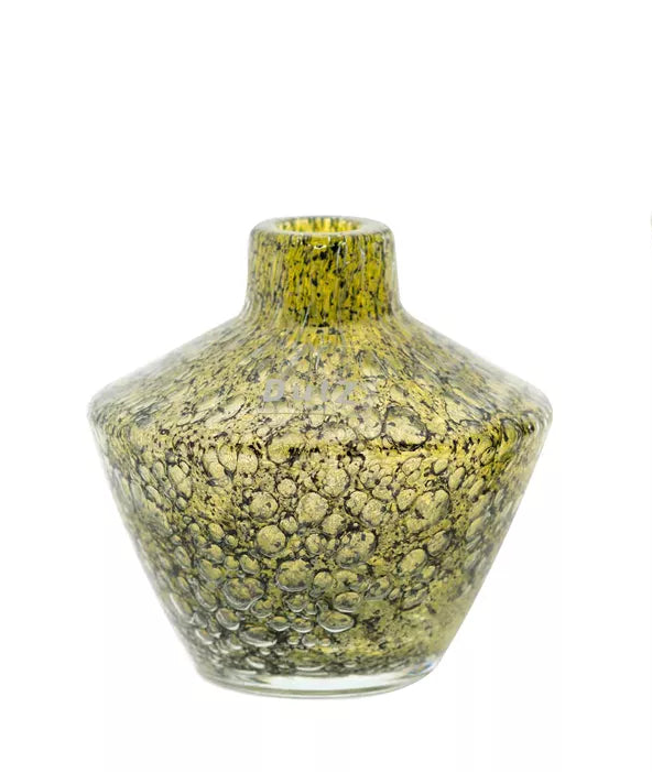 Lowlands Design glass diffuser vase with a unique textured yellow design for floral displays