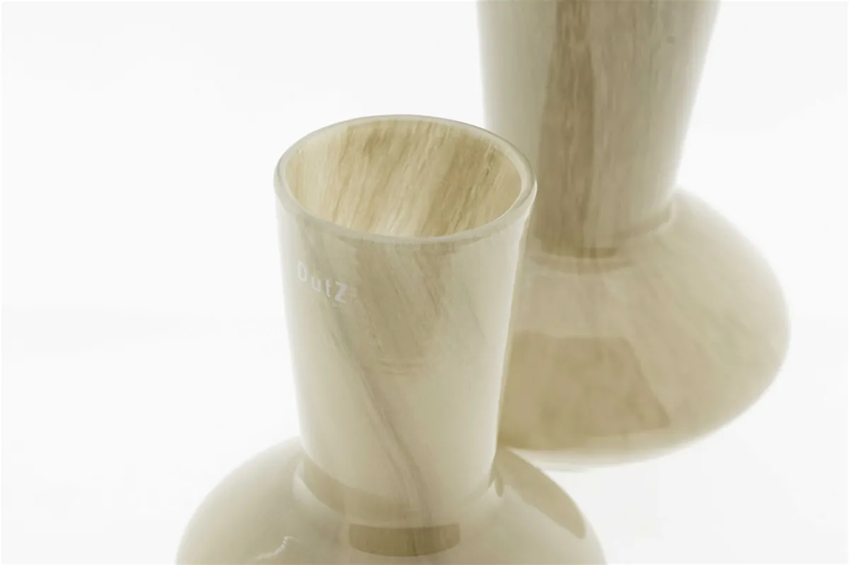 Elegant Lowlands Design handblown glass flowervase featuring a smooth finish and unique marbled pattern