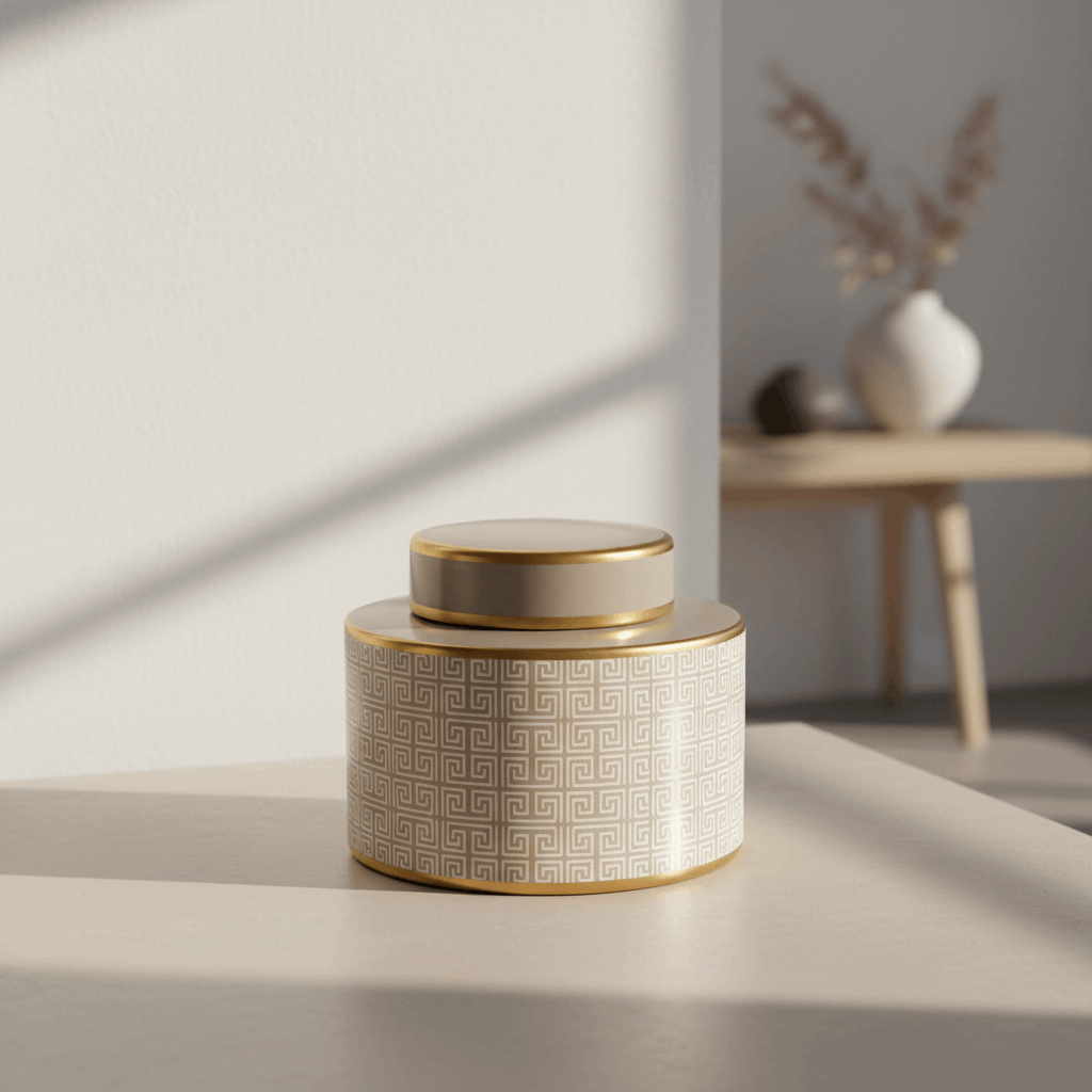 Ginger Jar Pot Bronkhorst - 17x20x20cm - Beige Gold Porcelain