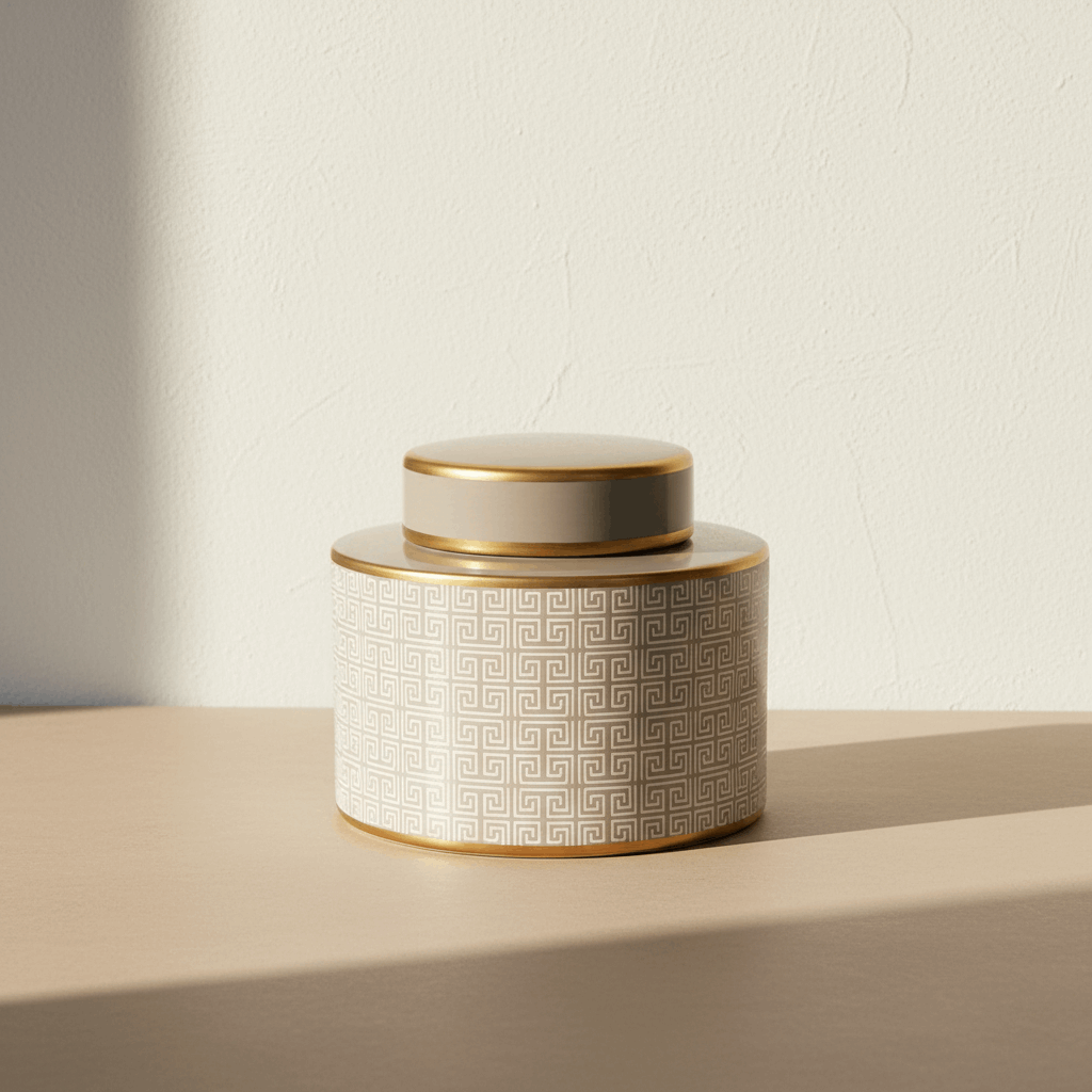 Ginger Jar Pot Bronkhorst - 17x20x20cm - Beige Gold Porcelain