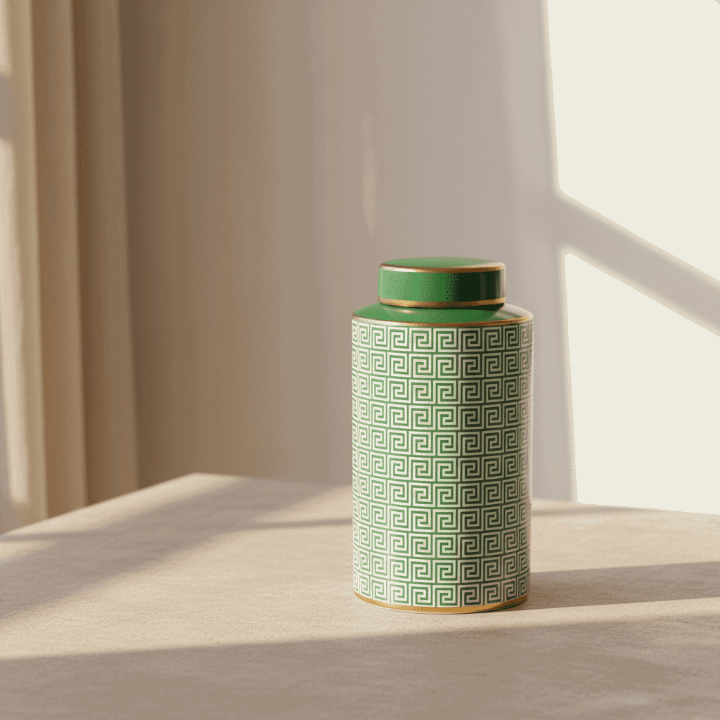 Ginger Jar Pot Groenhoven - 31.5x17x17cm - Green Porcelain