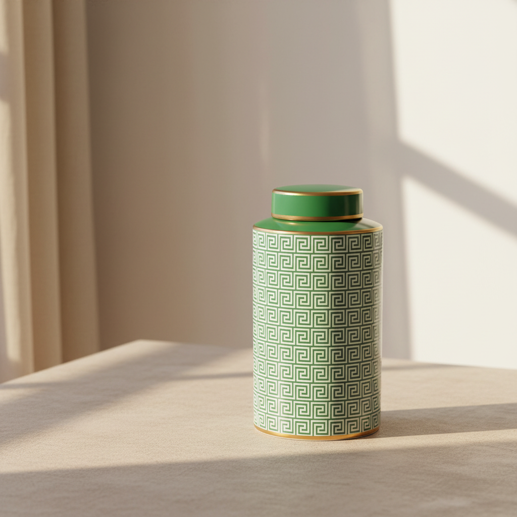 Ginger Jar Pot Groenhoven - 31.5x17x17cm - Green Porcelain