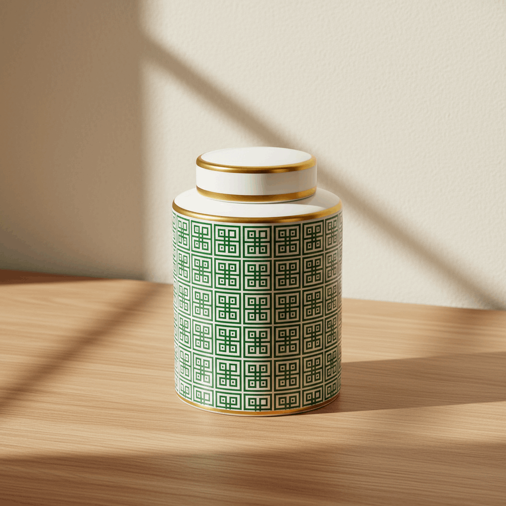 Ginger Jar Pot Veluwe - 26x17x17cm - Green Porcelain