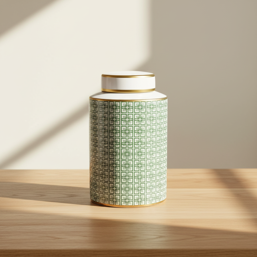 Ginger Jar Pot Veluwe - 26x17x17cm - Green Porcelain