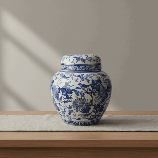 Ginger Jar Pot Kapelle - 30x28x28cm - White Blue Porcelain