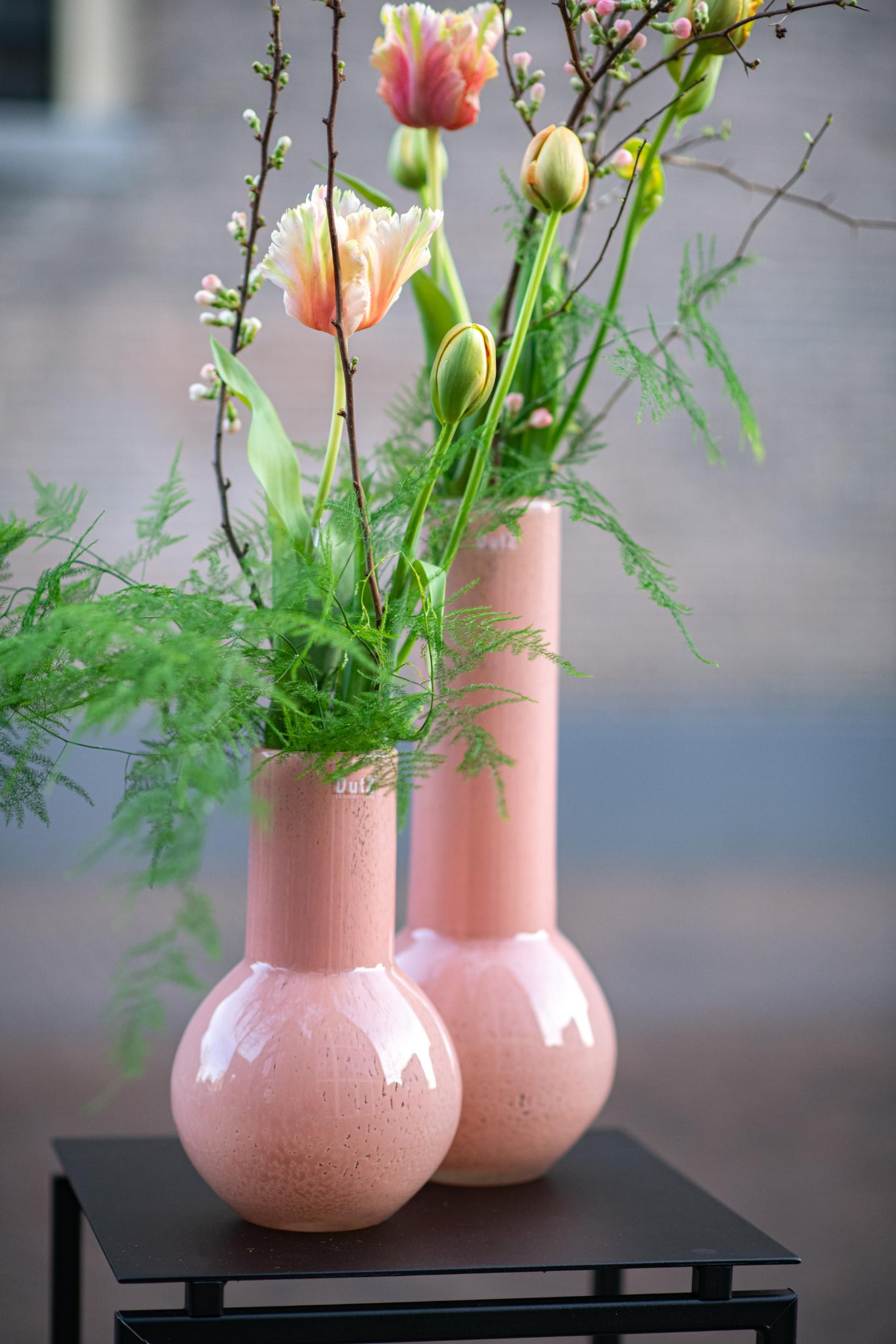 Lowlands Design Glass Flowervase - Stylish Centrepiece with Pink Finish and Fresh Floral Arrangement