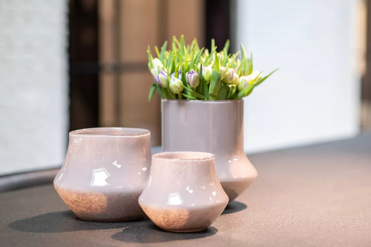 Lowlands Design glass orchid pot in grey, 15cm, elegant design for showcasing orchids