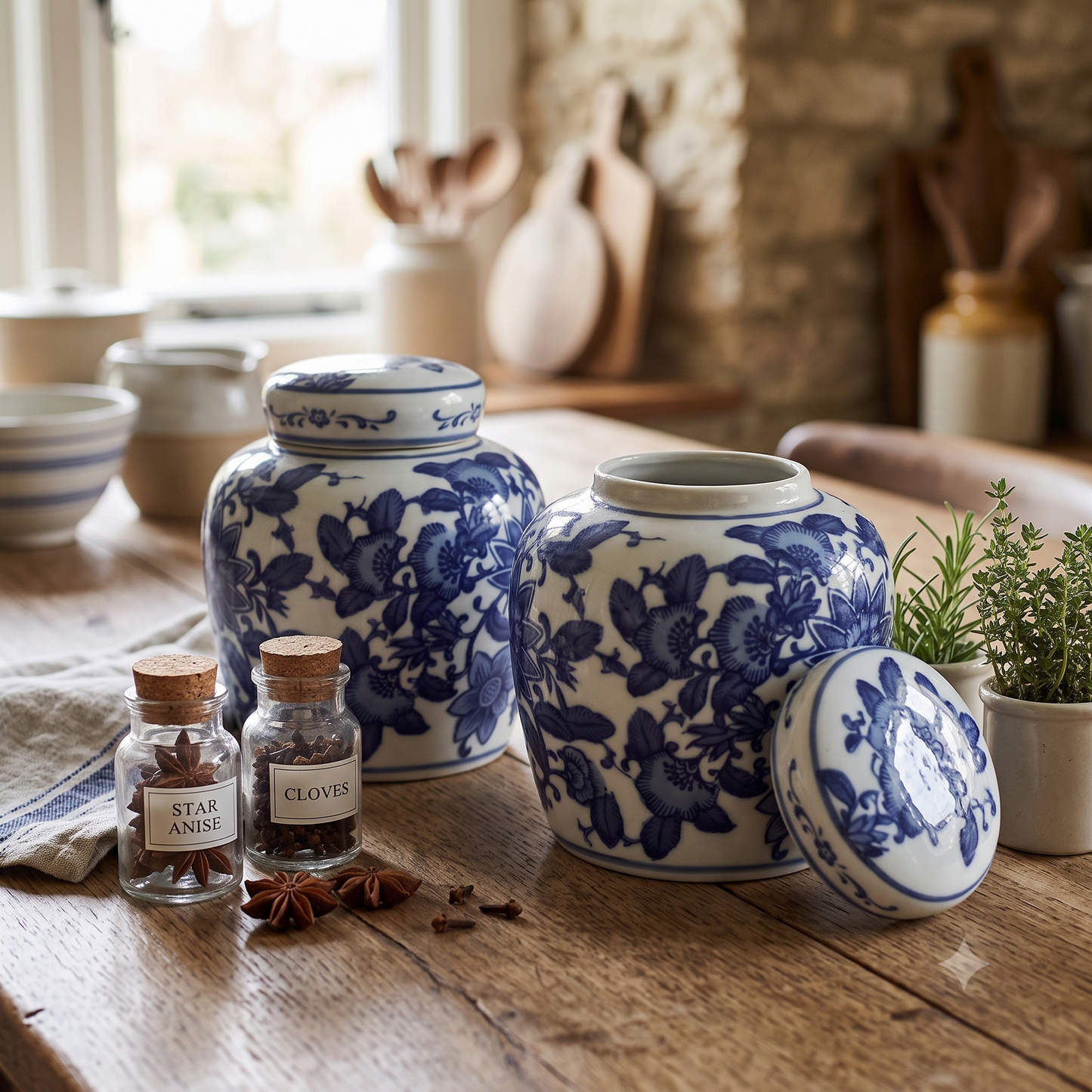 Ginger Jar Pot Oirlo - 13x11x11cm - White Blue Porcelain