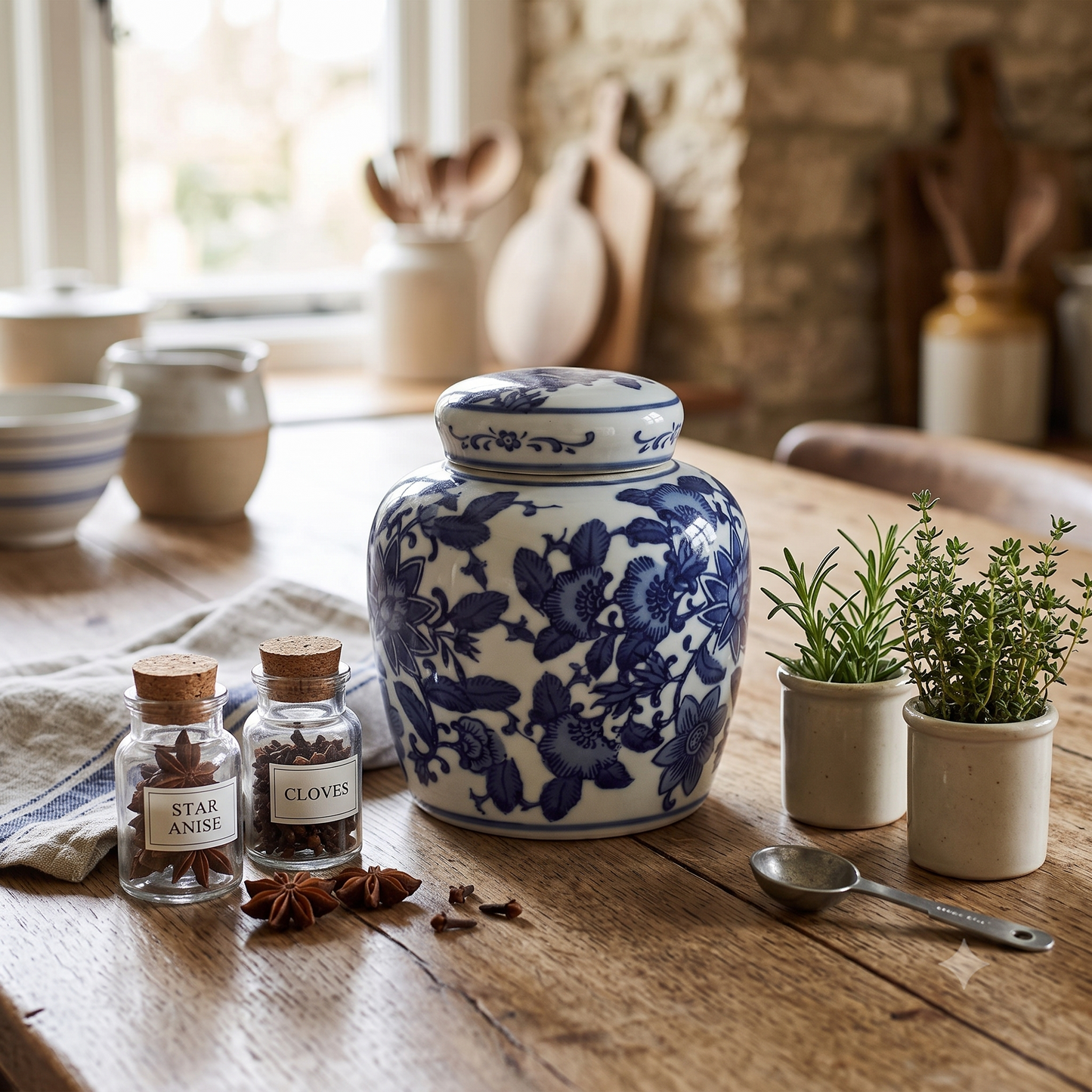 Ginger Jar Pot Oirlo - 13x11x11cm - White Blue Porcelain