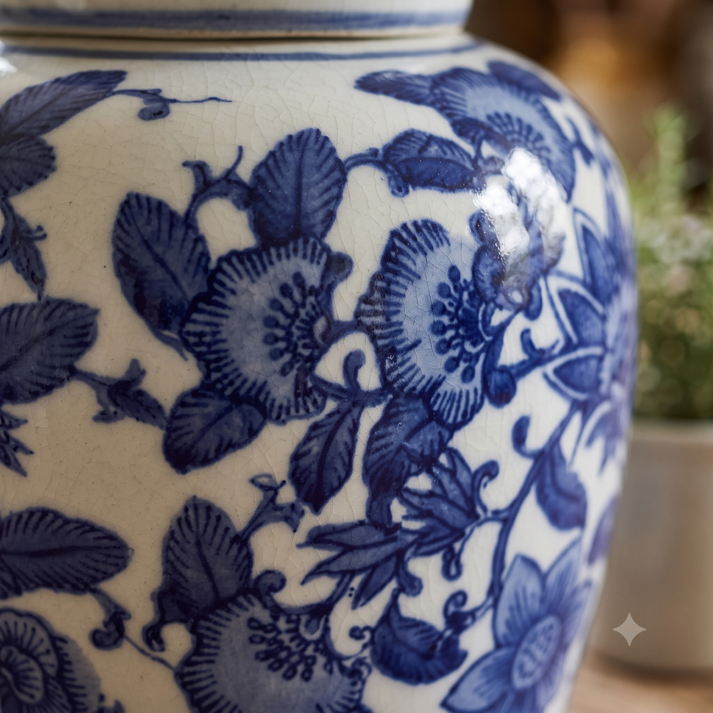 Ginger Jar Pot Oirlo - 13x11x11cm - White Blue Porcelain