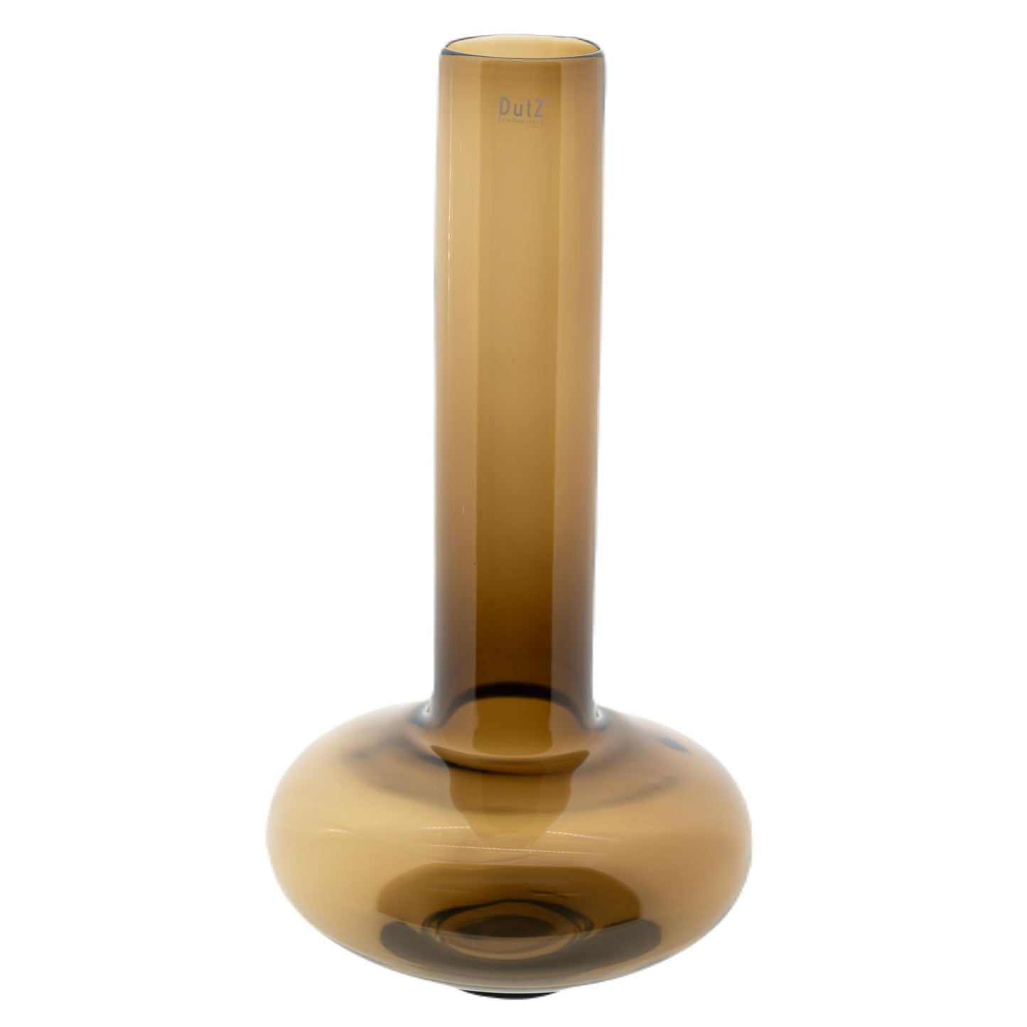 Stylish mouthblown glass vase in amber with a sleek design for modern decor