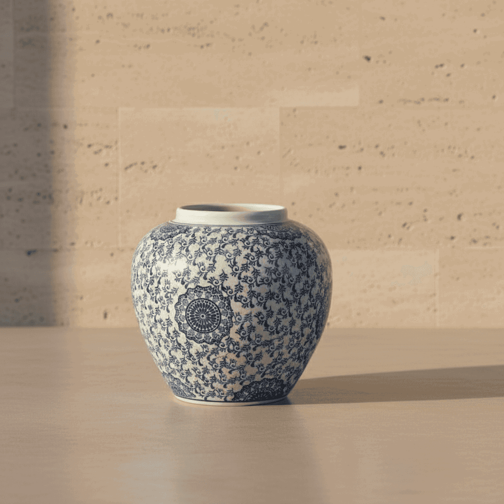 Ginger Jar Pot Raalte - 30x28x28cm - White Blue Ceramic Porcelain