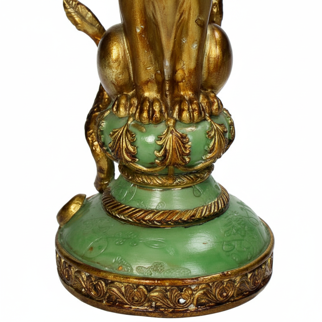 Lowlands Design vintage leopard regency hollywood tablescape candle holder in gold and green with intricate details