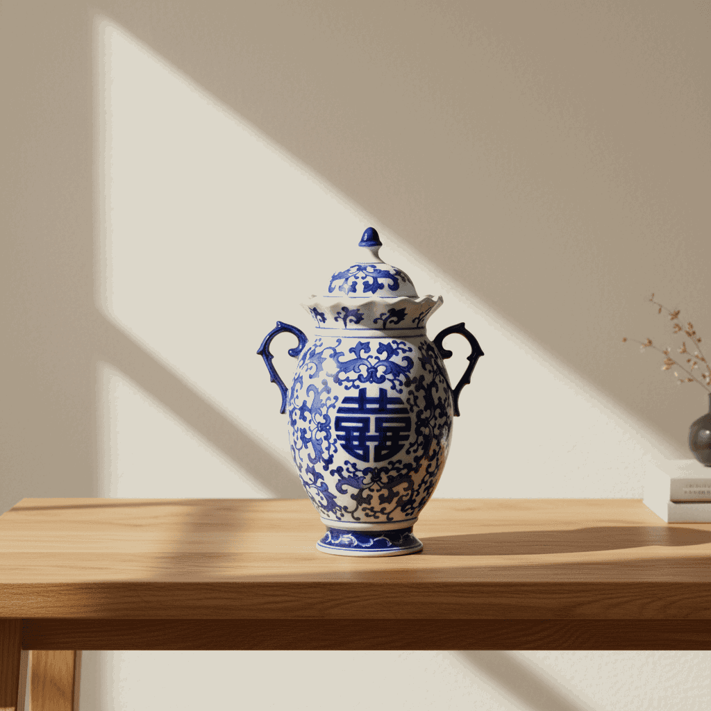 Ginger Jar Pot & Vase Delft - 34x23x18cm - White Blue Porcelain Chinoiserie
