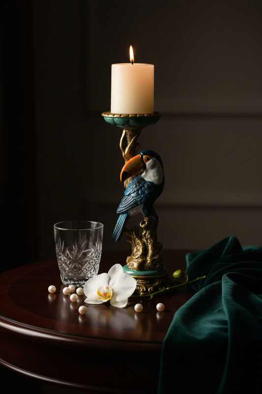 Vintage Style Toucan Candleholder - H30x13x10cm - Polyresin